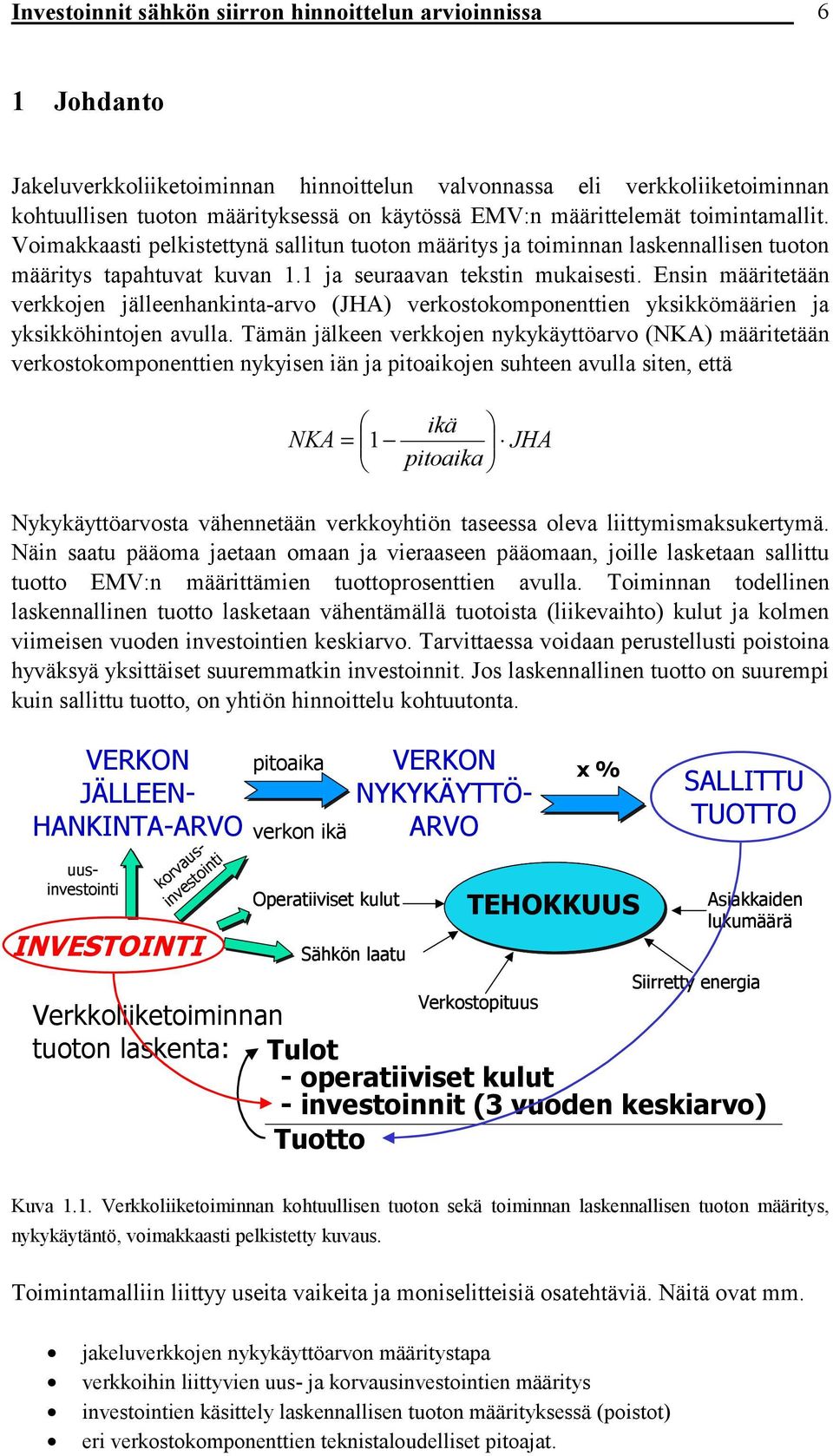 Ensin määritetään verkkojen jälleenhankinta-arvo (JHA) verkostokomponenttien yksikkömäärien ja yksikköhintojen avulla.