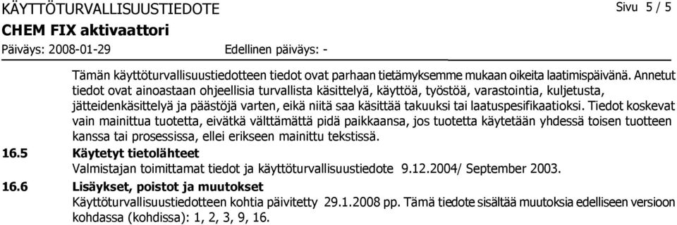 laatuspesifikaatioksi.