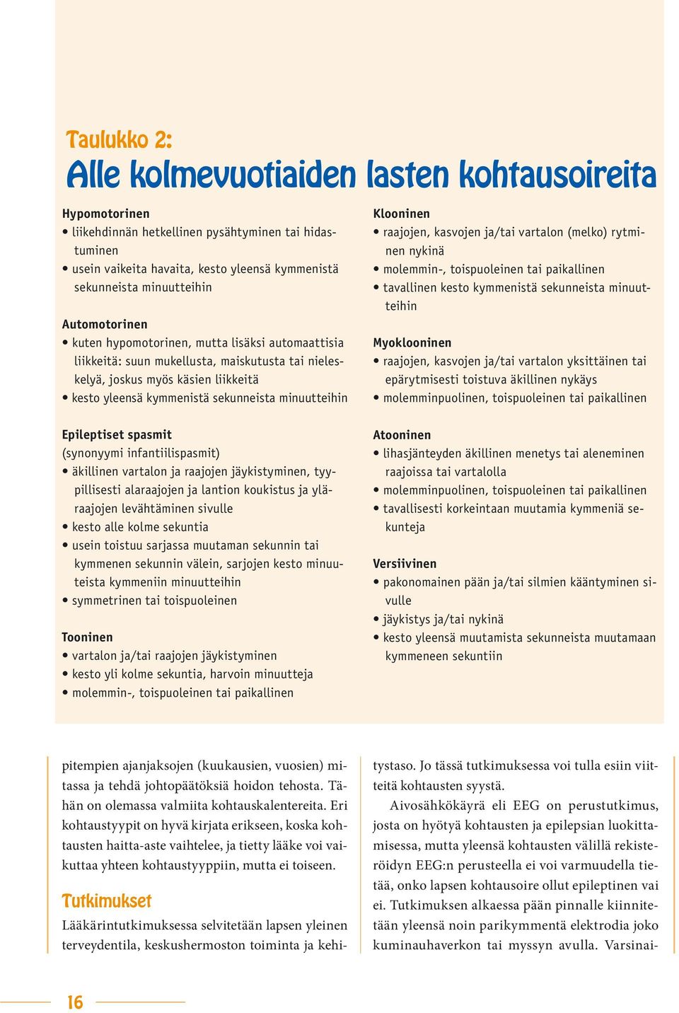 Epileptiset spasmit (synonyymi infantiilispasmit) äkillinen vartalon ja raajojen jäykistyminen, tyypillisesti alaraajojen ja lantion koukistus ja yläraajojen levähtäminen sivulle kesto alle kolme