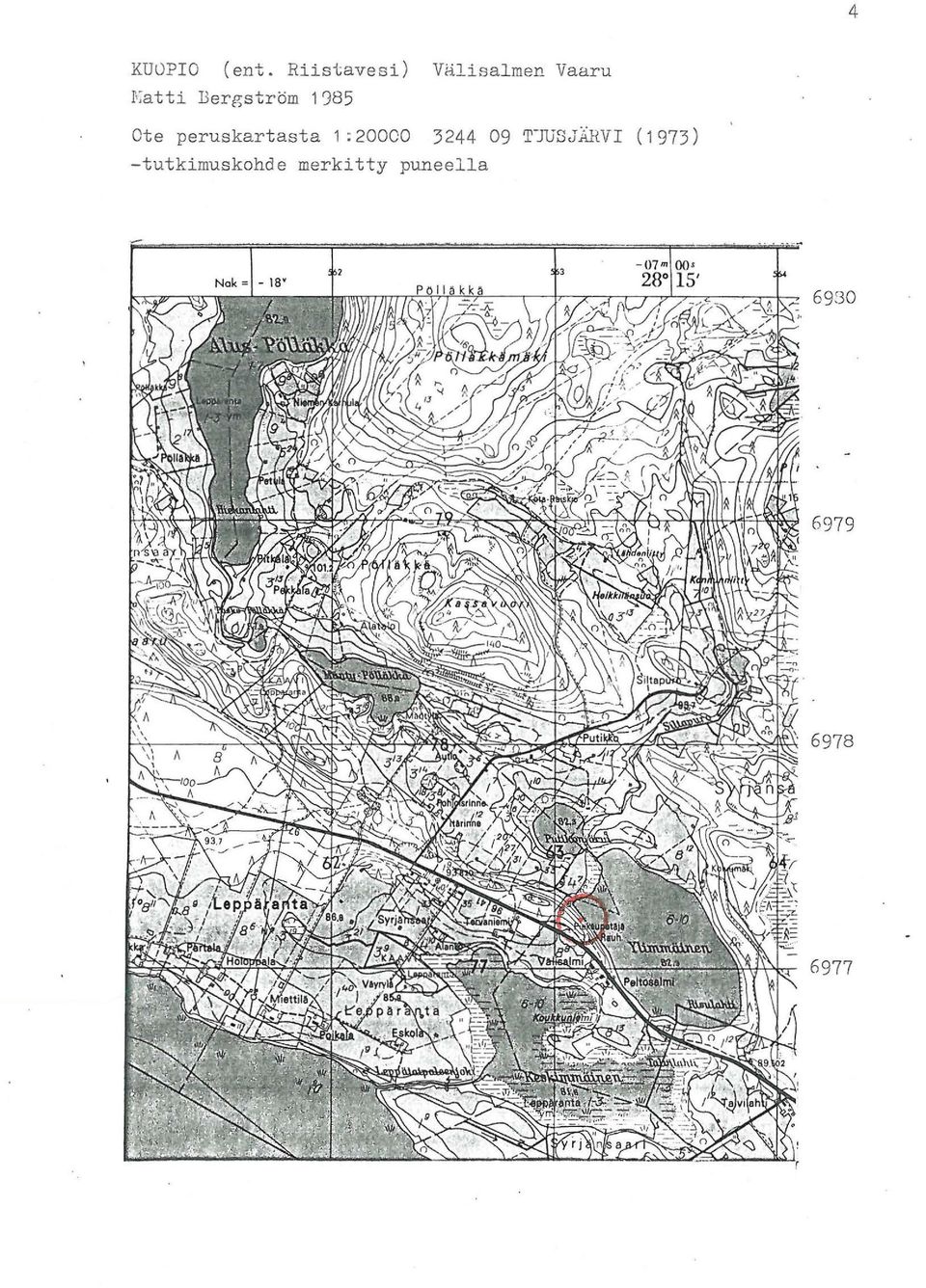 Bergström 1 ~85 Ote peruskartasta 1:20000