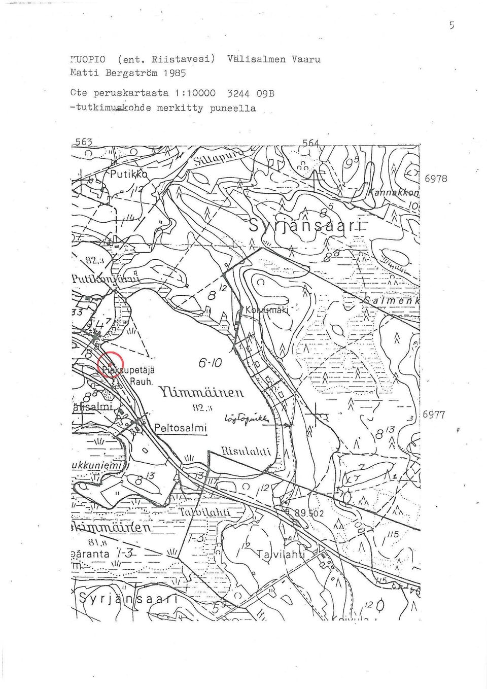 1985 Cte peruskartasta 1 :10000 3244 09B -tutkimu.