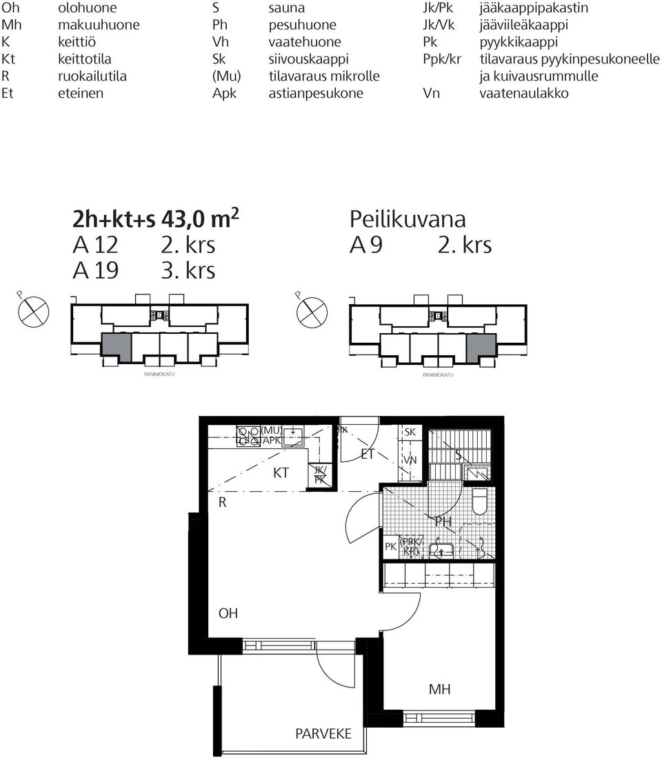 pyykinpesukoneelle ja kuivausrummulle vaatenaulakko Veräjä m² 2.krs 3.krs As Oy Malskin Veräjä 2H++ 43,0 m² Asunto A9 2.