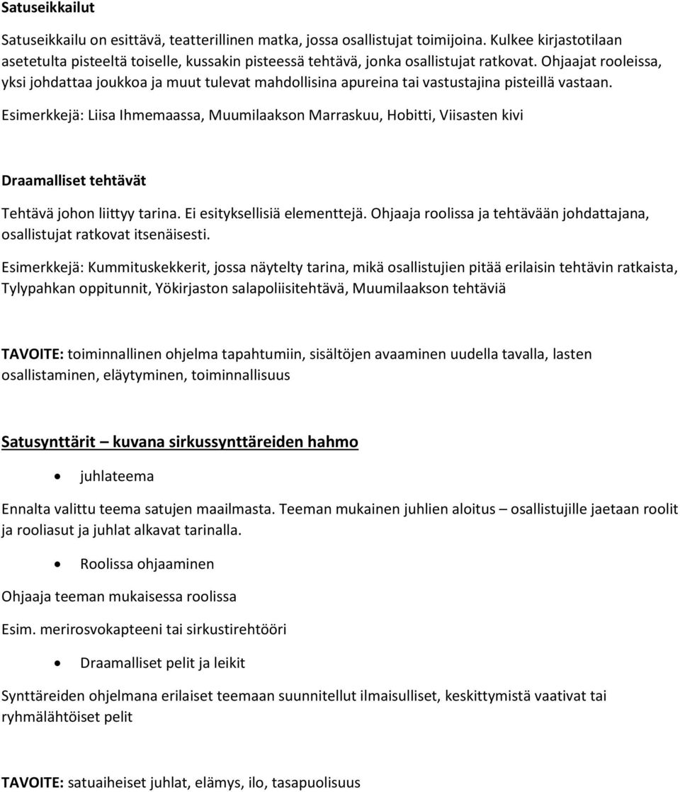 Ohjaajat rooleissa, yksi johdattaa joukkoa ja muut tulevat mahdollisina apureina tai vastustajina pisteillä vastaan.