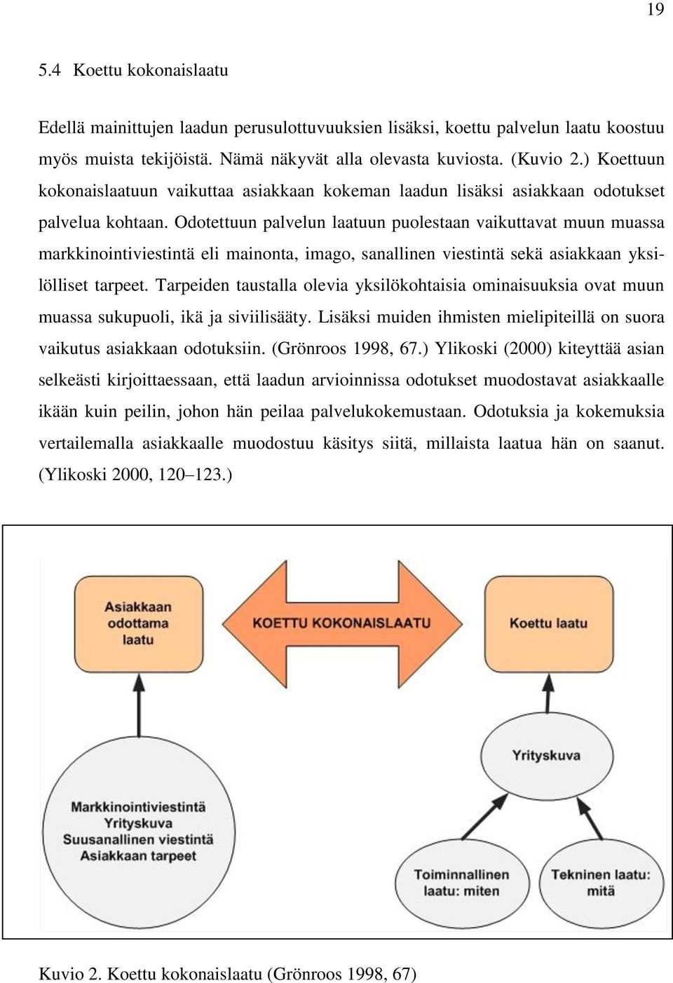 Odotettuun palvelun laatuun puolestaan vaikuttavat muun muassa markkinointiviestintä eli mainonta, imago, sanallinen viestintä sekä asiakkaan yksilölliset tarpeet.