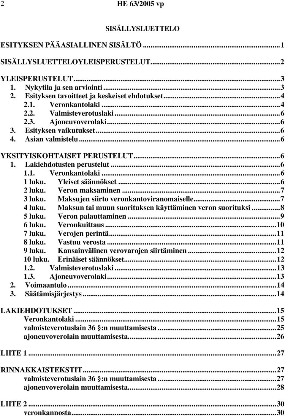 ..6 1 luku. Yleiset säännökset...6 2 luku. Veron maksaminen...7 3 luku. Maksujen siirto veronkantoviranomaiselle...7 4 luku. Maksun tai muun suorituksen käyttäminen veron suorituksi...8 5 luku.