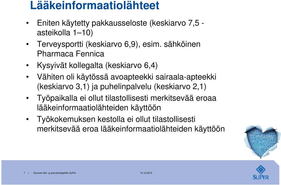 ja puhelinpalvelu (keskiarvo 2,1) Työpaikalla ei ollut tilastollisesti merkitsevää eroaa lääkeinformaatiolähteiden käyttöön