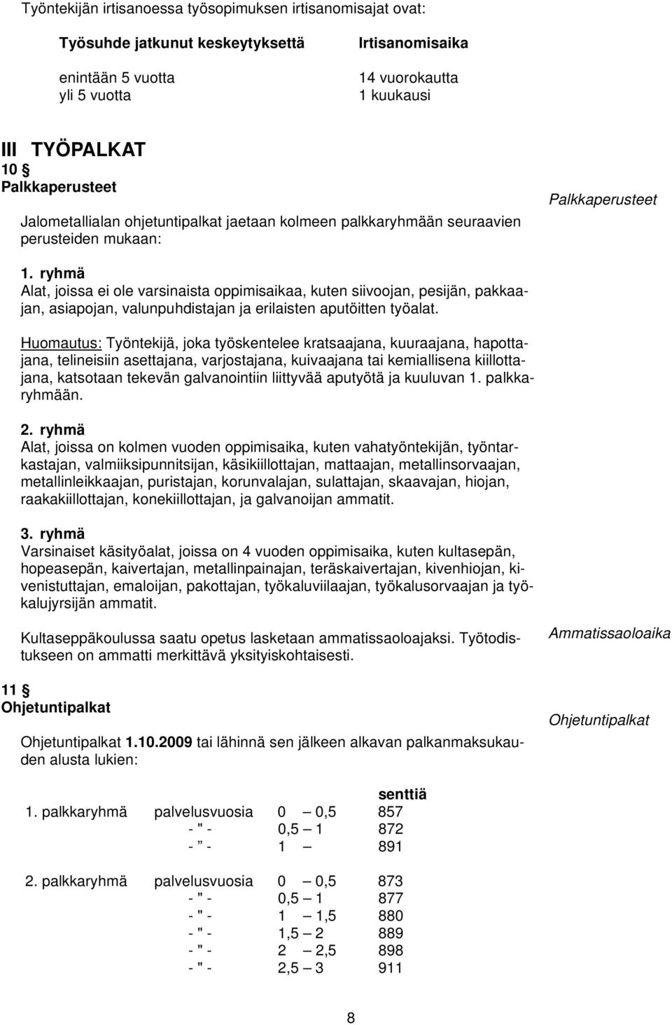 ryhmä Alat, joissa ei ole varsinaista oppimisaikaa, kuten siivoojan, pesijän, pakkaajan, asiapojan, valunpuhdistajan ja erilaisten aputöitten työalat.