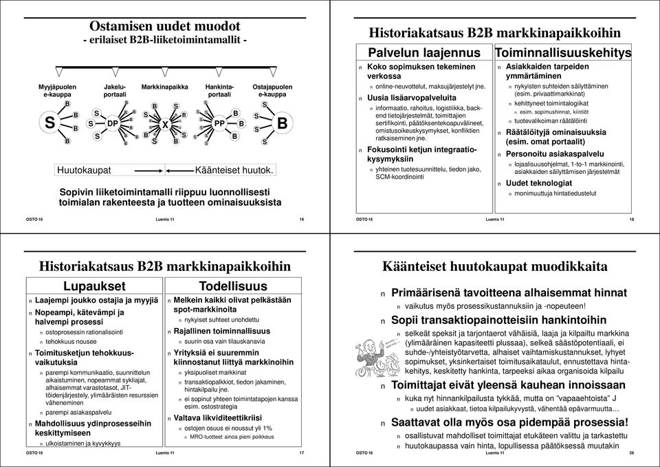 Uuia liäarvopalveluita informaatio, rahoitu, logitiikka, backend tietojärjetelmät, toimittajien ertifikointi, päätökentekoapuvälineet, omituoikeukyymyket, konfliktien ratkaieminen jne.