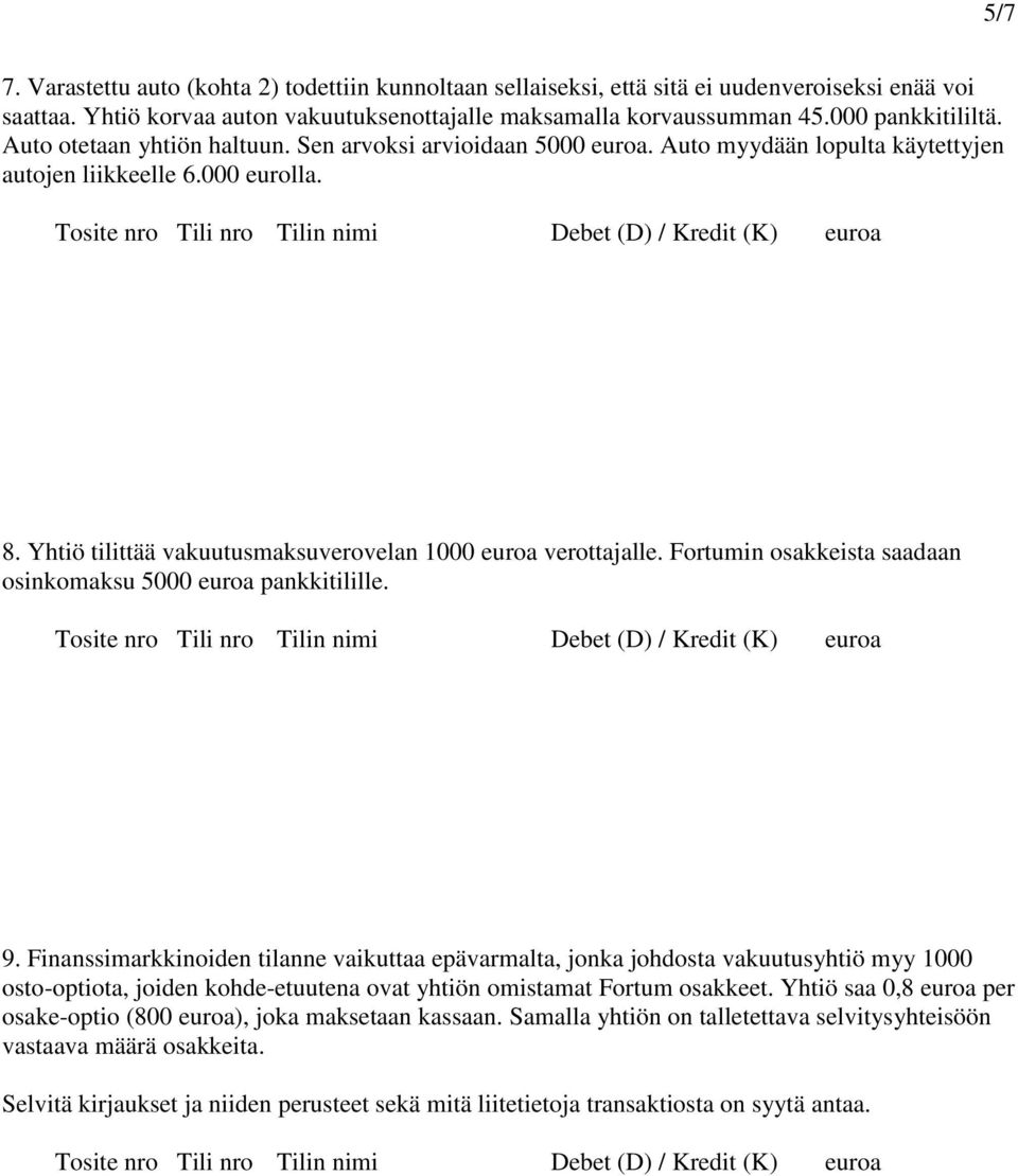 Fortumin osakkeista saadaan osinkomaksu 5000 euroa pankkitilille. 9.