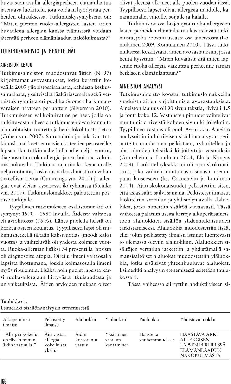 TUTKIMUSAINEISTO JA MENETELMÄT AINEISTON KERUU Tutkimusaineiston muodostavat äitien (N=97) kirjoittamat avovastaukset, jotka kerättiin keväällä 2007 yliopistosairaalasta, kahdesta keskussairaalasta,