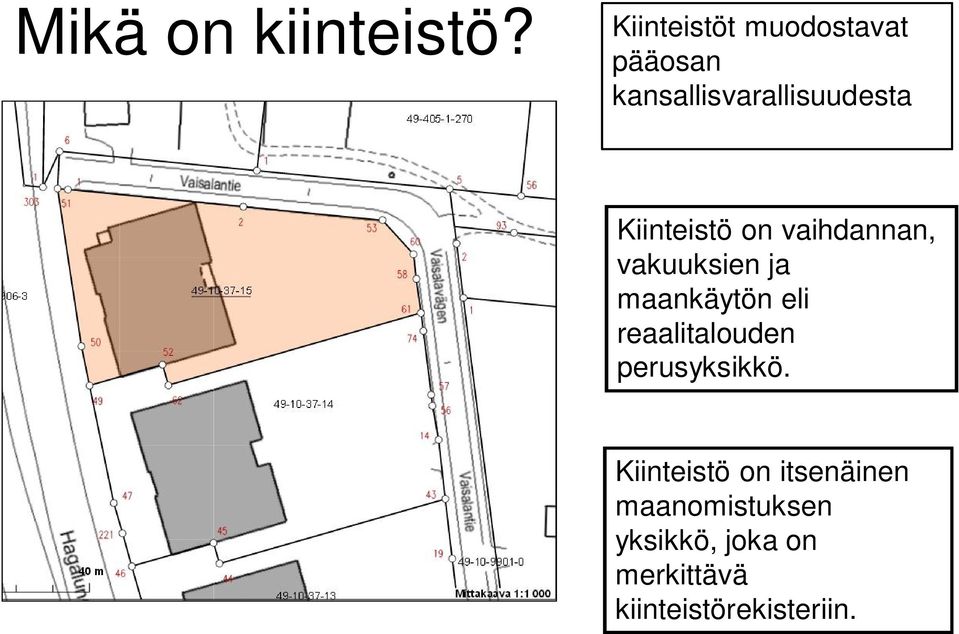 Kiinteistö on vaihdannan, vakuuksien ja maankäytön eli