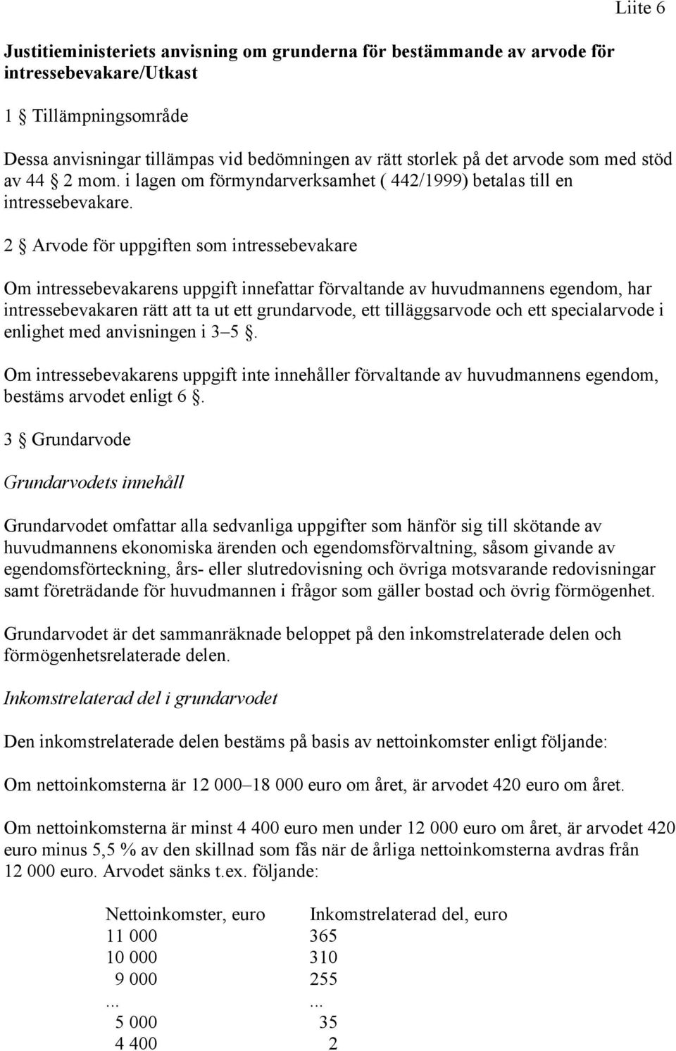 2 Arvode för uppgiften som intressebevakare Om intressebevakarens uppgift innefattar förvaltande av huvudmannens egendom, har intressebevakaren rätt att ta ut ett grundarvode, ett tilläggsarvode och