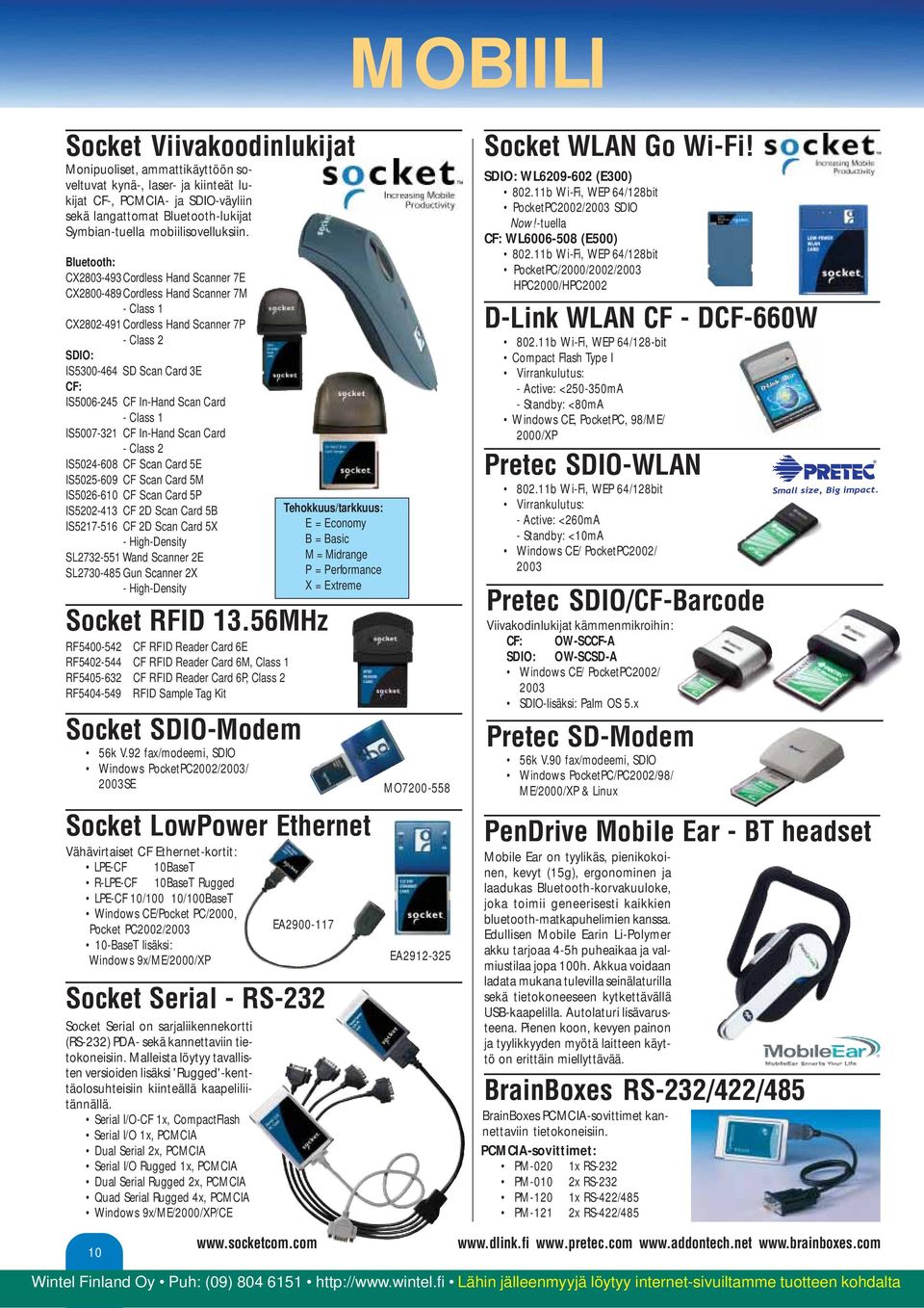 Bluetooth: CX2803-493 Cordless Hand Scanner 7E CX2800-489 Cordless Hand Scanner 7M - Class 1 CX2802-491 Cordless Hand Scanner 7P - Class 2 SDIO: IS5300-464 SD Scan Card 3E CF: IS5006-245 CF In-Hand