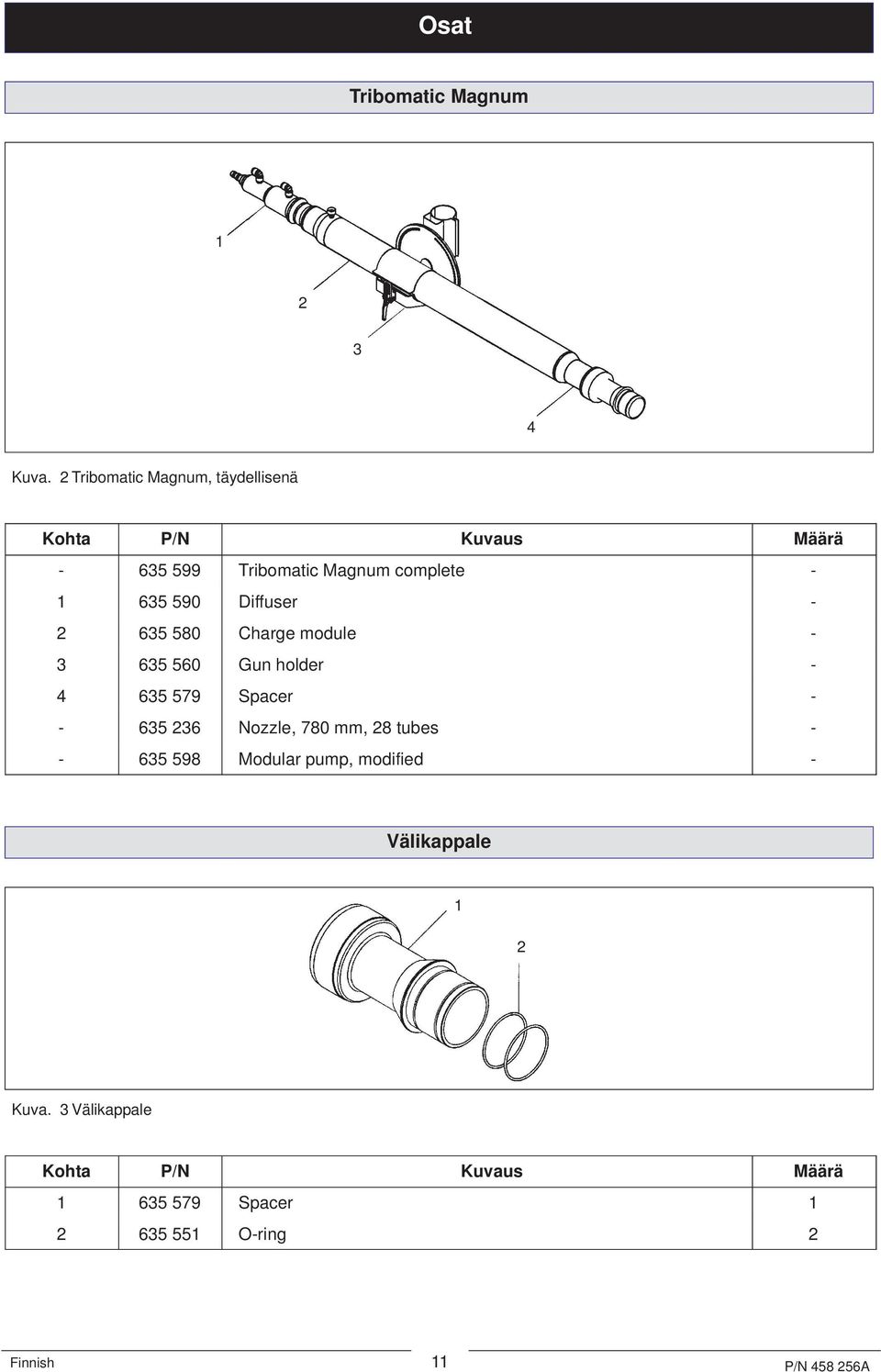 590 Diffuser - 2 635 580 Charge module - 3 635 560 Gun holder - 4 635 579 Spacer - - 635 236 Nozzle,