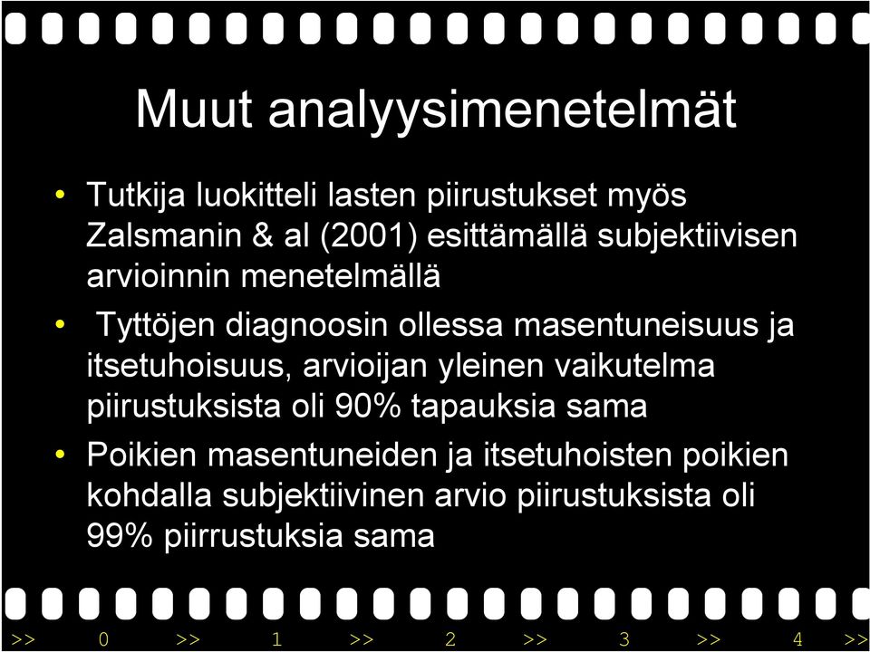 itsetuhoisuus, arvioijan yleinen vaikutelma piirustuksista oli 90% tapauksia sama Poikien