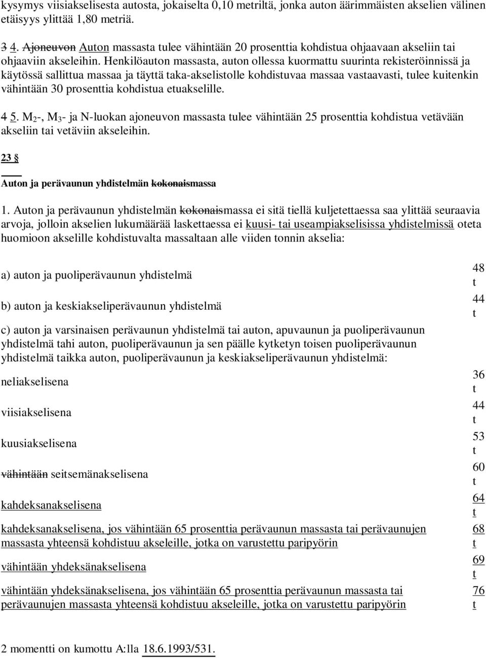 Henkilöauon assasa, auon ollessa kuorau suurina rekiseröinnissä ja käyössä salliua assaa ja äyä aka-akselisolle kohdisuvaa assaa vasaavasi, ulee kuienkin vähinään 30 prosenia kohdisua euakselille.