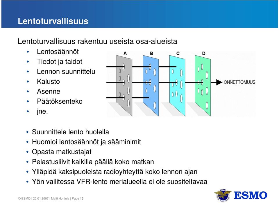 Suunnittele lento huolella Huomioi lentosäännöt ja sääminimit Opasta matkustajat Pelastusliivit kaikilla