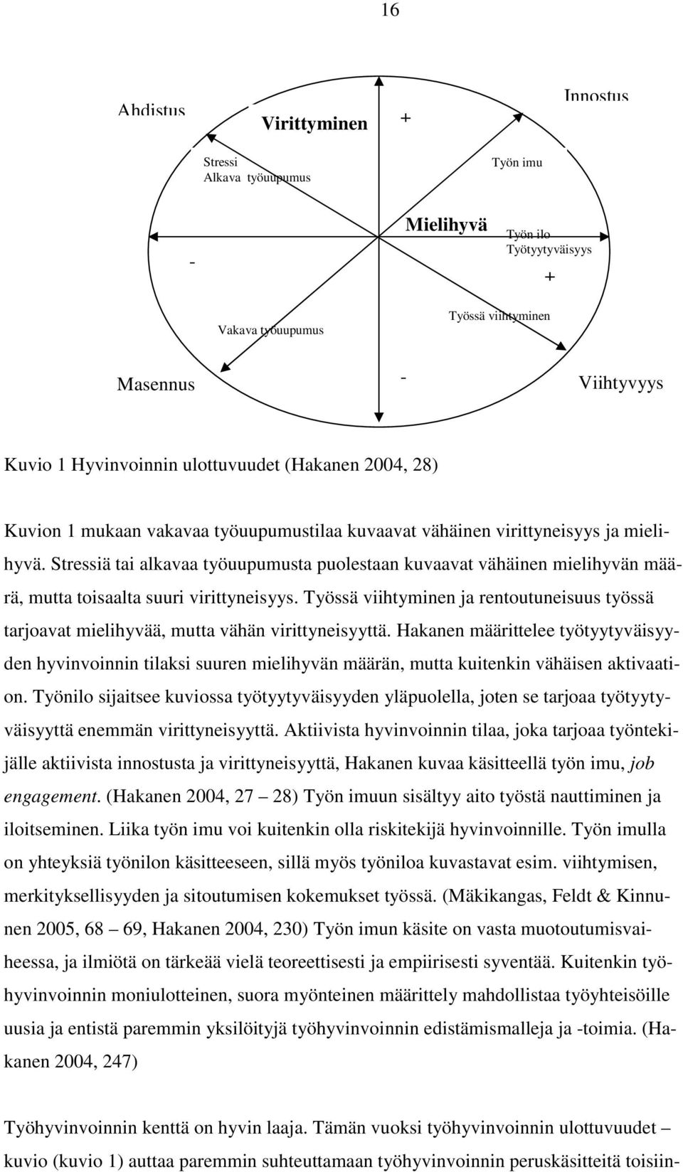 Stressiä tai alkavaa työuupumusta puolestaan kuvaavat vähäinen mielihyvän määrä, mutta toisaalta suuri virittyneisyys.