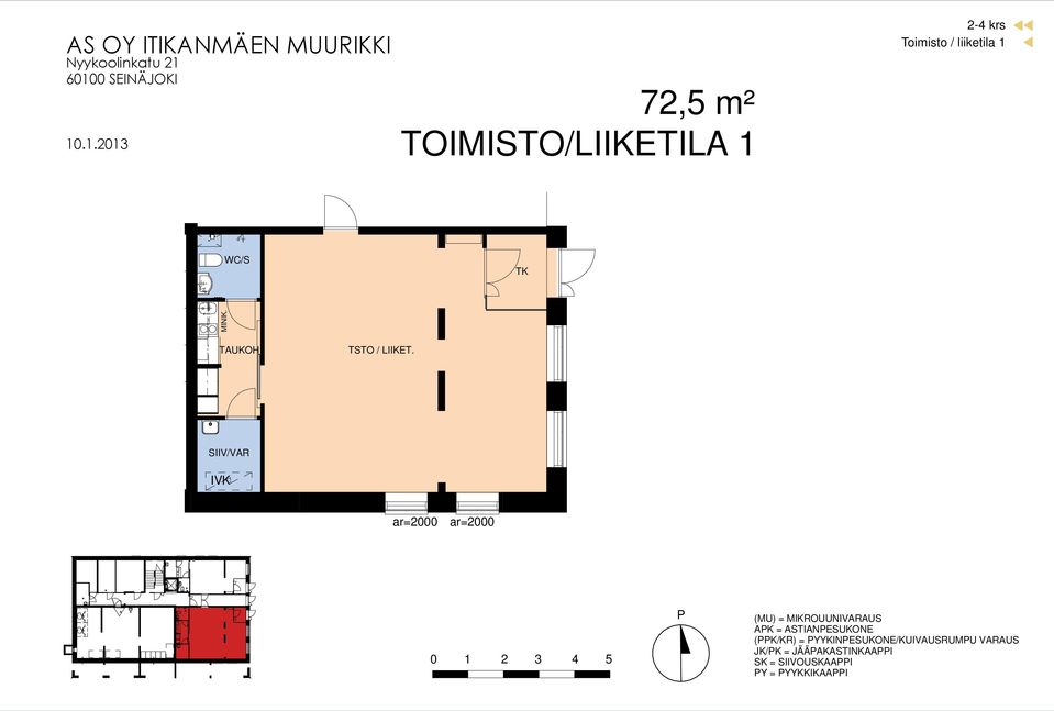 2-4 krs Toimisto / liiketila 1 WC/S TK? MINIK. TAUK TSTO / LIIK.