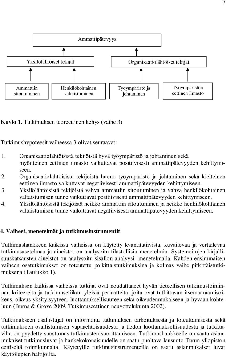 Organisaatiolähtöisistä tekijöistä hyvä työympäristö ja johtaminen sekä myönteinen eettinen ilmasto vaikuttavat positiivisesti ammattipätevyyden kehittymiseen. 2.