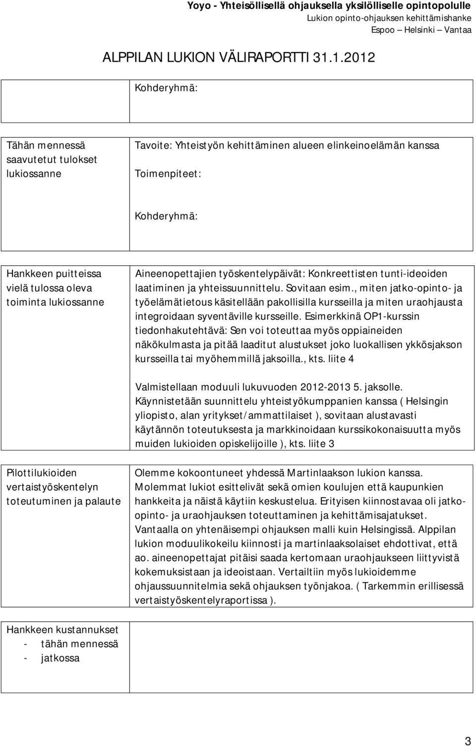 , miten jatko-opinto- ja työelämätietous käsitellään pakollisilla kursseilla ja miten uraohjausta integroidaan syventäville kursseille.