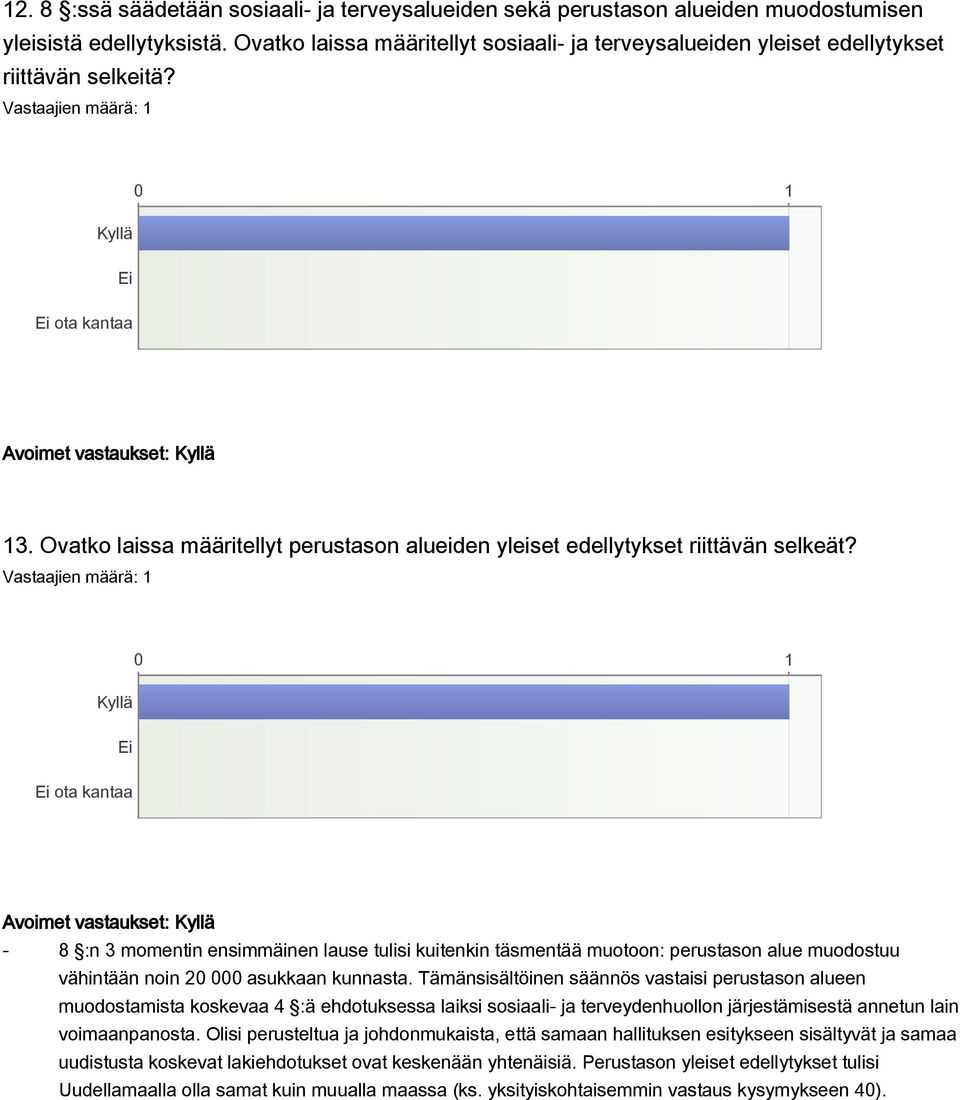 Ovatko laissa määritellyt perustason alueiden yleiset edellytykset riittävän selkeät?