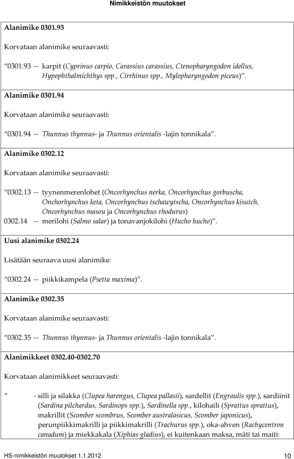 13 tyynenmerenlohet (Oncorhynchus nerka, Oncorhynchus gorbuscha, Onchorhynchus keta, Oncorhynchus tschawytscha, Oncorhynchus kisutch, Oncorhynchus masou ja Oncorhynchus rhodurus) 0302.