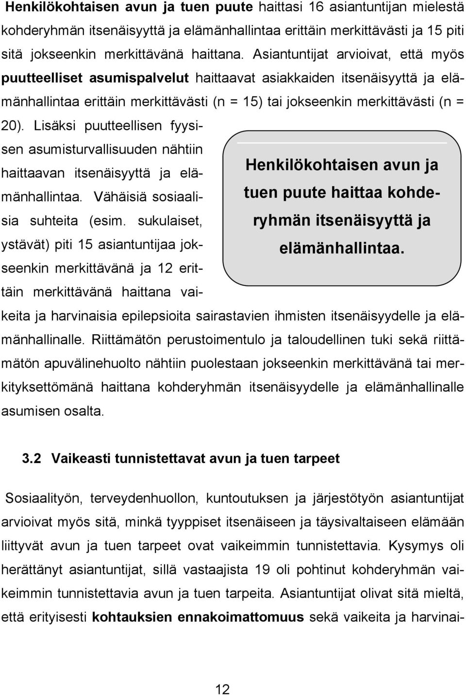 Lisäksi puutteellisen fyysisen asumisturvallisuuden nähtiin Henkilökohtaisen avun ja haittaavan itsenäisyyttä ja elämänhallintaa. Vähäisiä sosiaalisia suhteita (esim.