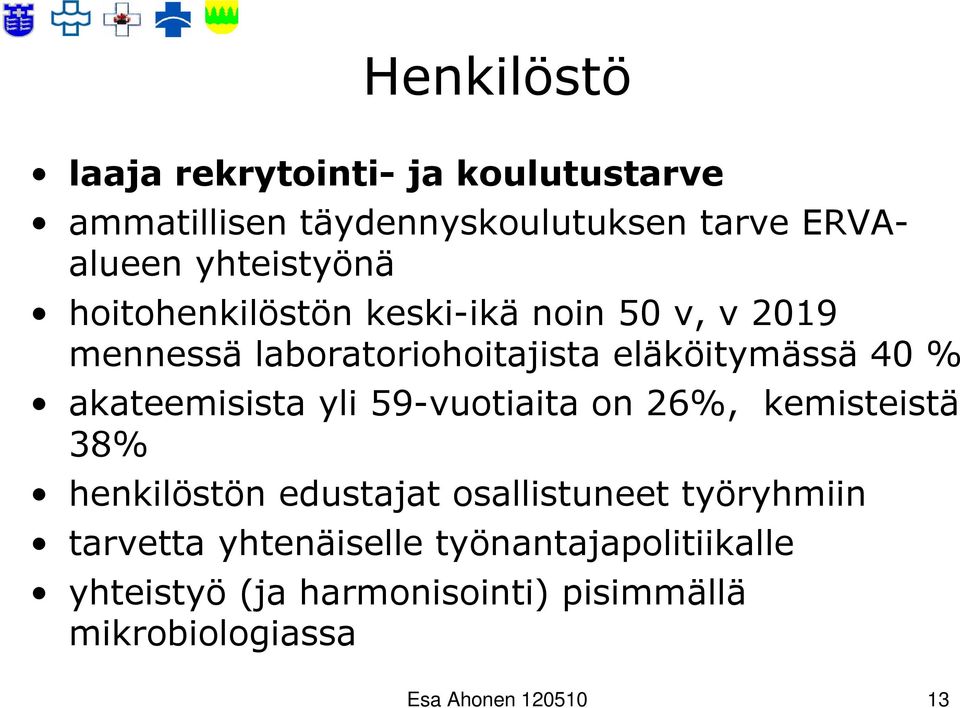 akateemisista yli 59-vuotiaita on 26%, kemisteistä 38% henkilöstön edustajat osallistuneet työryhmiin