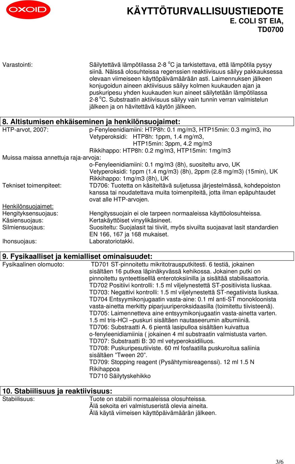 Laimennuksen jälkeen konjugoidun aineen aktiivisuus säilyy kolmen kuukauden ajan ja puskuripesu yhden kuukauden kun aineet säilytetään lämpötilassa 2-8 o C.