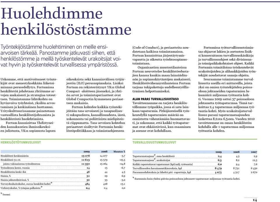 Uskomme, että motivoituneet työntekijät ovat menestyksekkään liiketoiminnan perusedellytys. Fortumissa henkilöstöä johdetaan yhtiömme arvojen mukaisesti ja strategiaa toteuttaen.