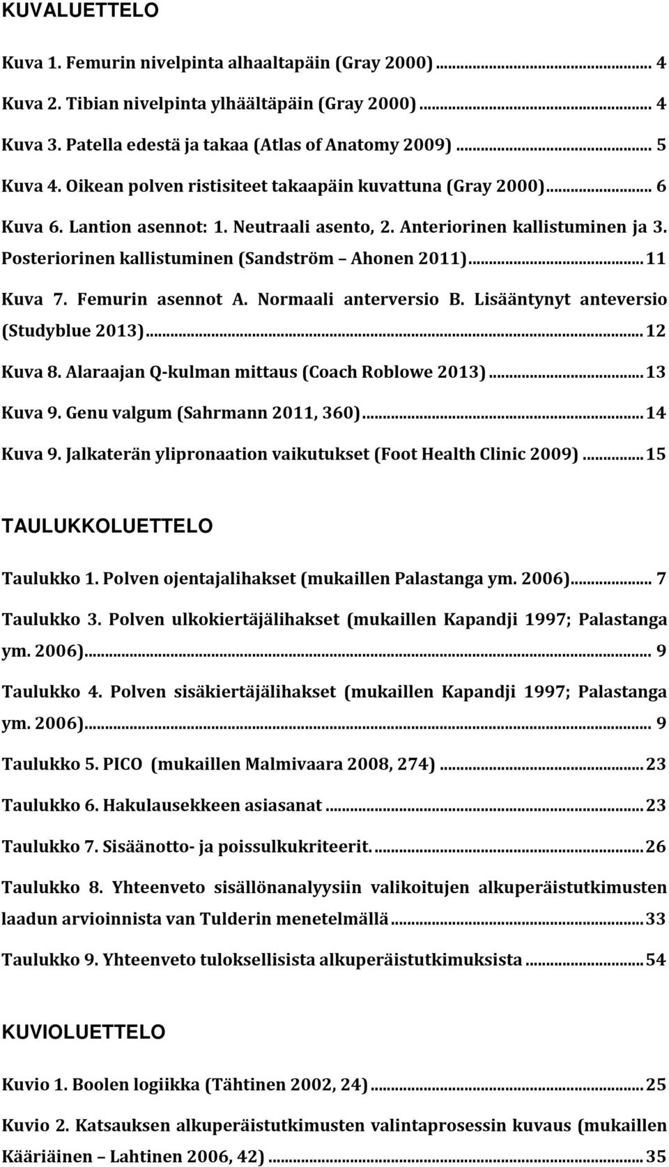 .. 11 Kuva 7. Femurin asennot A. Normaali anterversio B. Lisääntynyt anteversio (Studyblue 2013)... 12 Kuva 8. Alaraajan Q-kulman mittaus (Coach Roblowe 2013)... 13 Kuva 9.