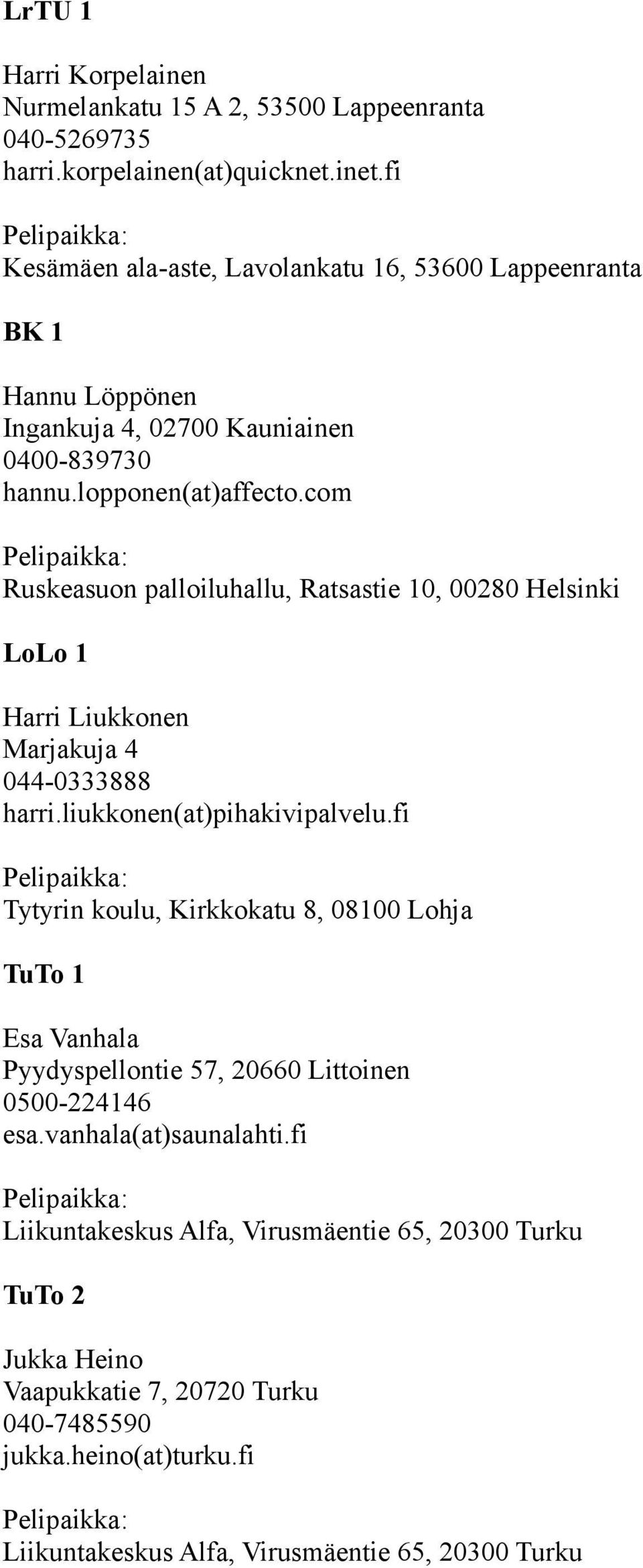 com Ruskeasuon palloiluhallu, Ratsastie 10, 00280 Helsinki LoLo 1 Harri Liukkonen Marjakuja 4 044-0333888 harri.liukkonen(at)pihakivipalvelu.