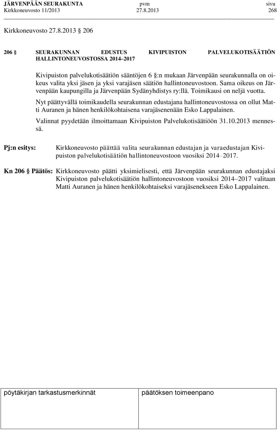 Kirkkoneuvosto 27.8.