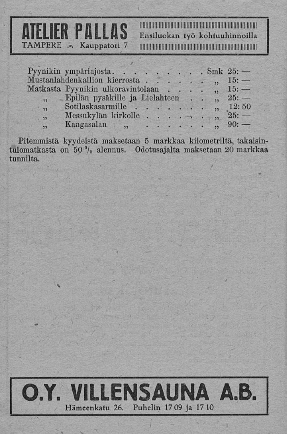 Lielahteen. Sotilaskasarmille Messukylän Kangasalan kirkolle.