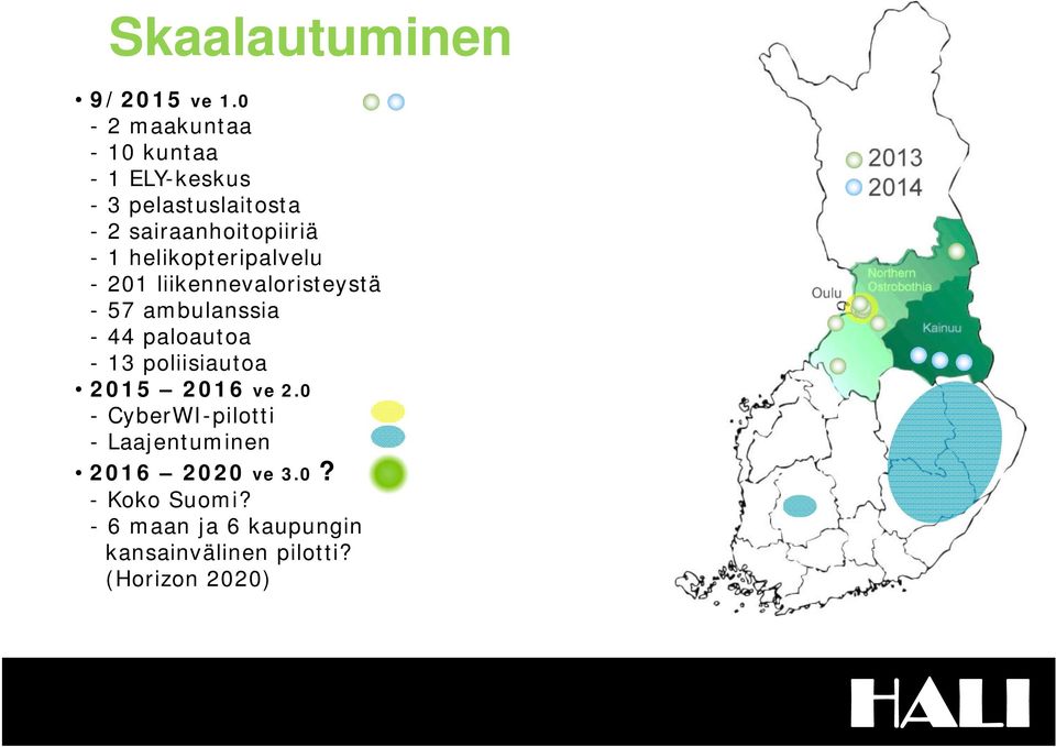 helikopteripalvelu - 201 liikennevaloristeystä - 57 ambulanssia - 44 paloautoa - 13