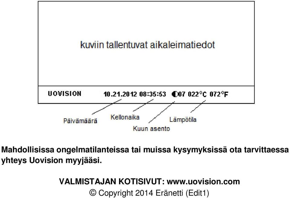 yhteys Uovision myyjääsi.
