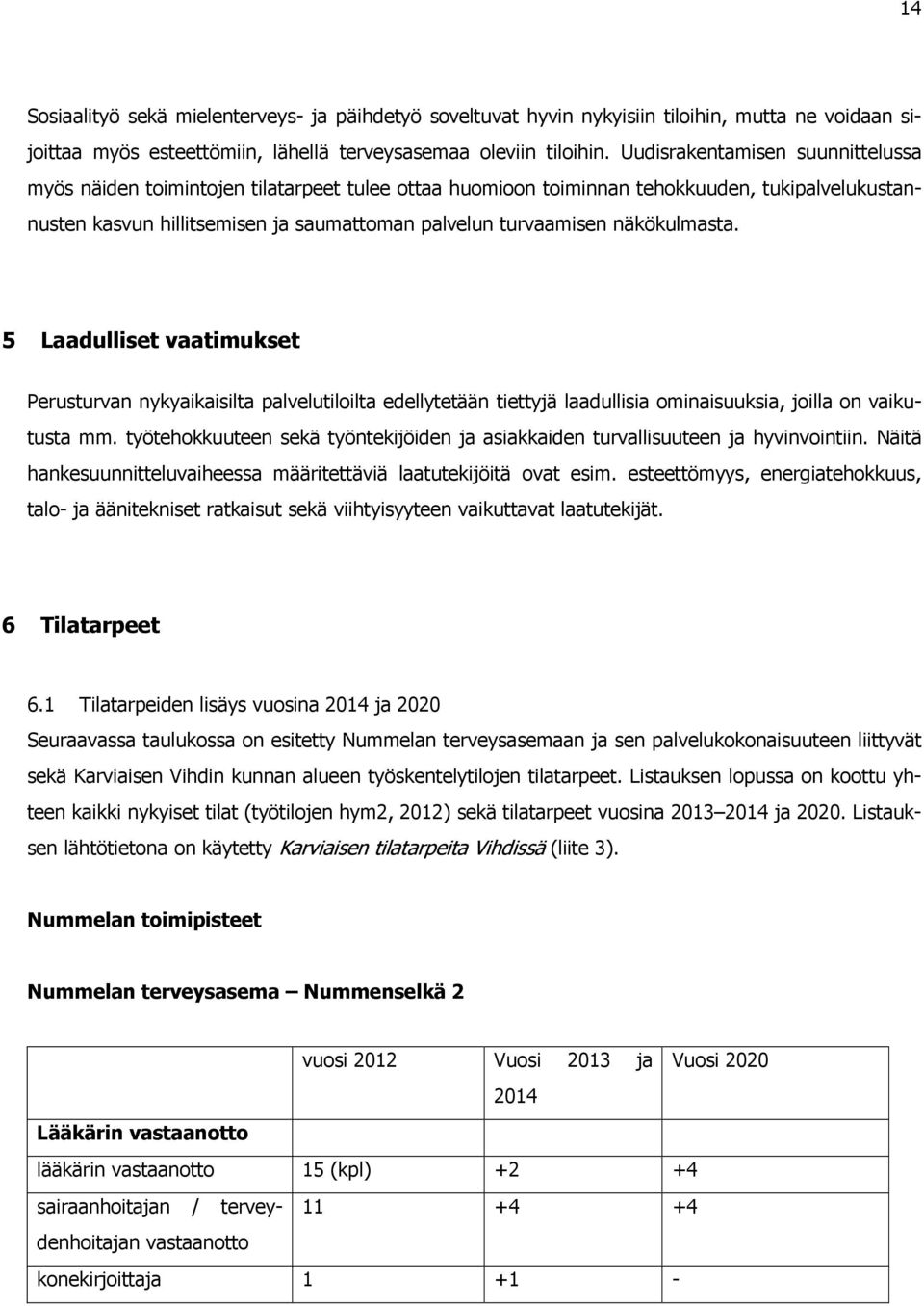 näkökulmasta. 5 Laadulliset vaatimukset Perusturvan nykyaikaisilta palvelutiloilta edellytetään tiettyjä laadullisia ominaisuuksia, joilla on vaikutusta mm.