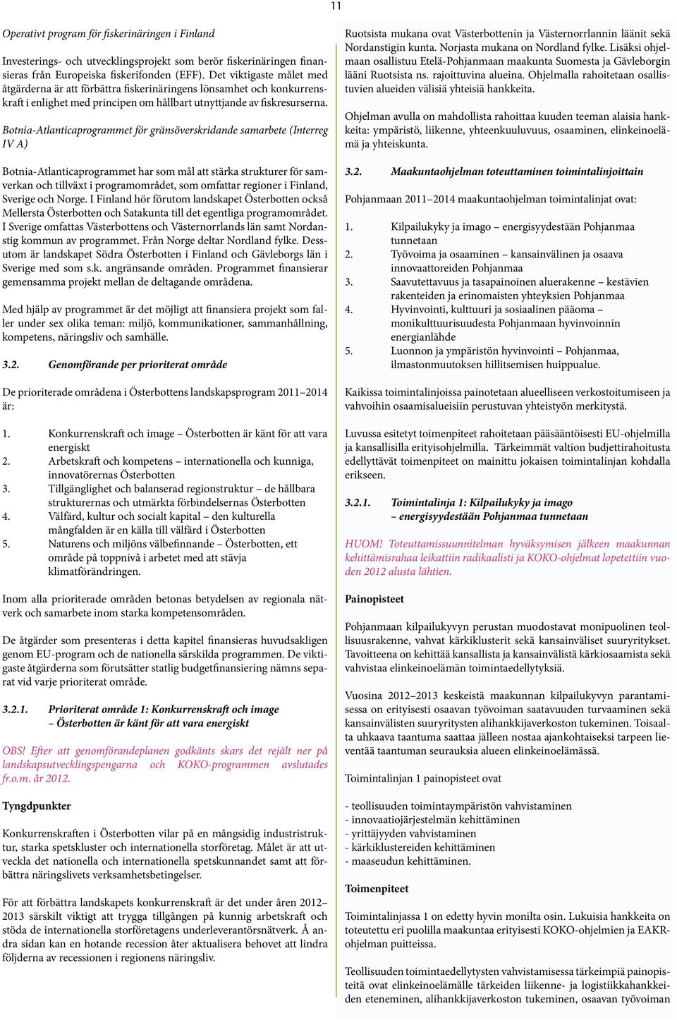 Botnia-Atlanticaprogrammet för gränsöverskridande samarbete (Interreg IV A) Botnia-Atlanticaprogrammet har som mål att stärka strukturer för samverkan och tillväxt i programområdet, som omfattar