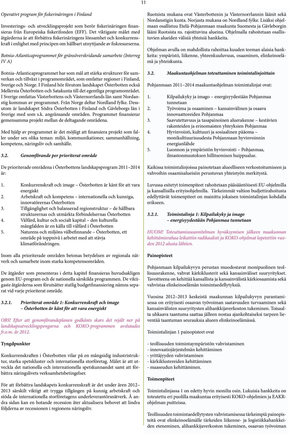 Botnia-Atlanticaprogrammet för gränsöverskridande samarbete (Interreg IV A) Botnia-Atlanticaprogrammet har som mål att stärka strukturer för samverkan och tillväxt i programområdet, som omfattar