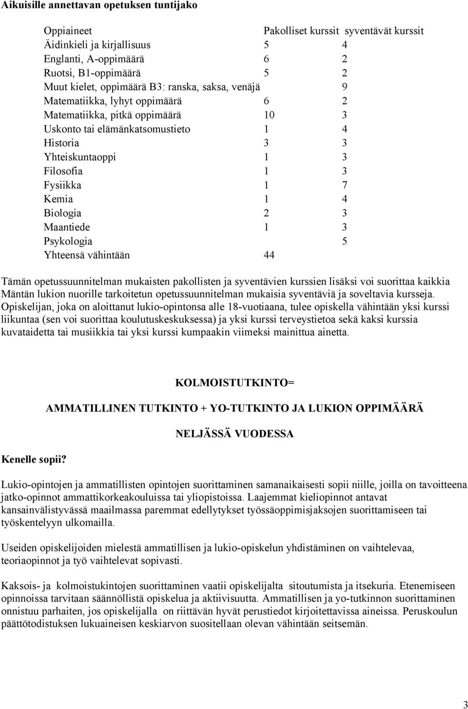 Biologia 2 3 Maantiede 1 3 Psykologia 5 Yhteensä vähintään 44 Tämän opetussuunnitelman mukaisten pakollisten ja syventävien kurssien lisäksi voi suorittaa kaikkia Mäntän lukion nuorille tarkoitetun