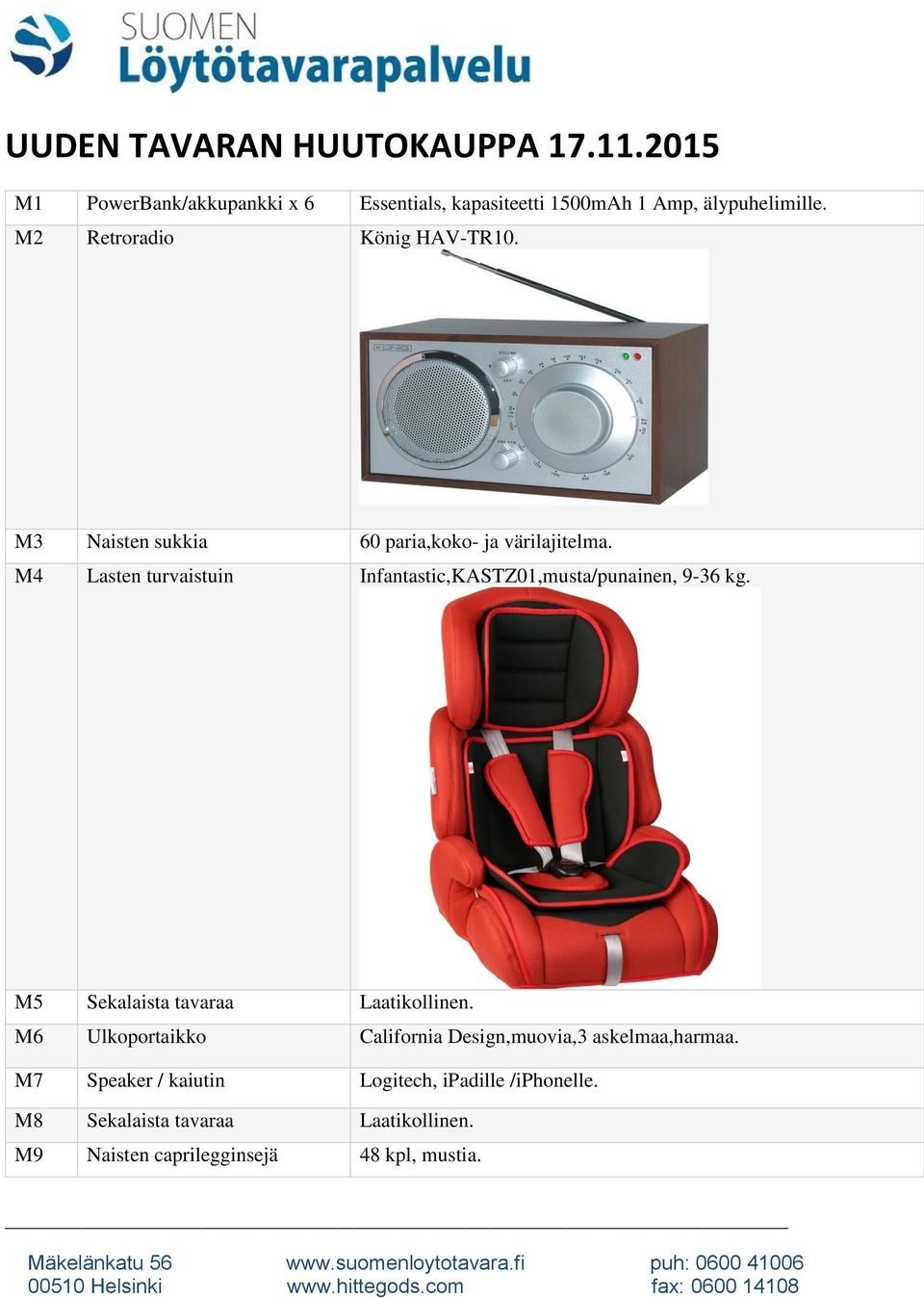 M4 Lasten turvaistuin Infantastic,KASTZ01,musta/punainen, 9-36 kg. M5 Sekalaista tavaraa Laatikollinen.