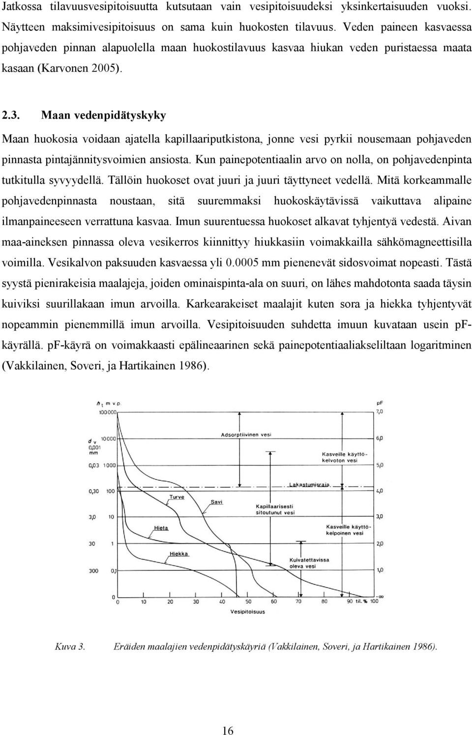 Maan vedenpdäyskyky Maan huokosa vodaan aaella kapllaarpuksona onne ves pyrk nousemaan pohaveden pnnasa pnaännysvomen ansosa. un panepoenaaln arvo on nolla on pohavedenpna ukulla syvyydellä.