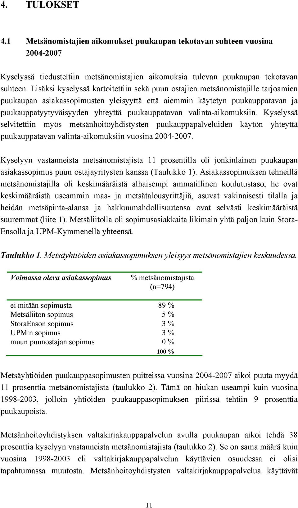puukauppatavan valinta-aikomuksiin. Kyselyssä selvitettiin myös metsänhoitoyhdistysten puukauppapalveluiden käytön yhteyttä puukauppatavan valinta-aikomuksiin vuosina 2004-2007.