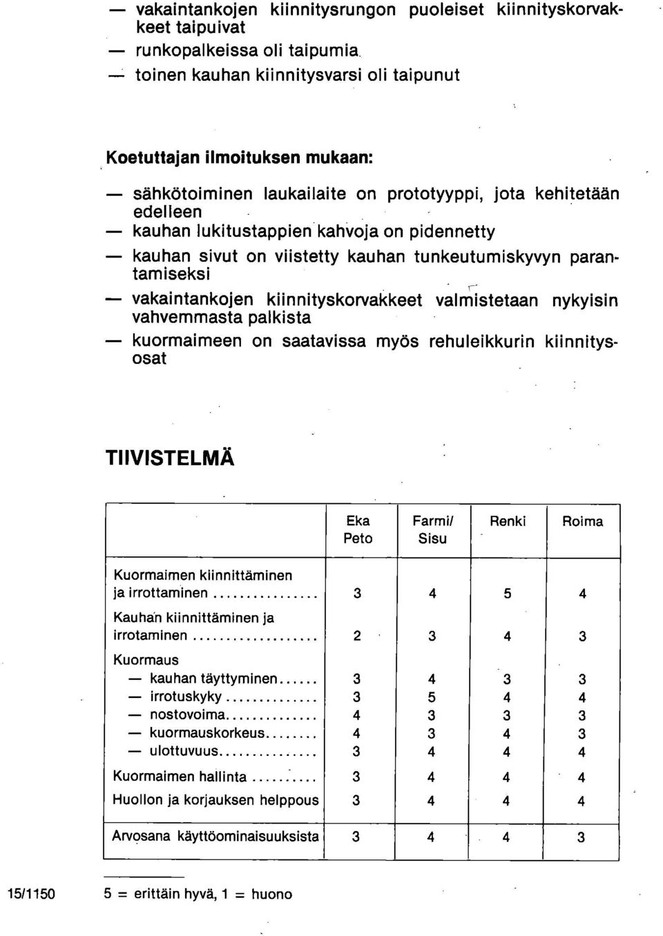 nykyisin vahvemmasta palkista kuormaimeen on saatavissa myös rehuleikkurin kiinnitysosat TIIVISTELMÄ Eka Peto Farmi/ Sisu Renki Roima Kuormaimen kiinnittäminen ja irrottaminen 3 4 5 4 Kauhan