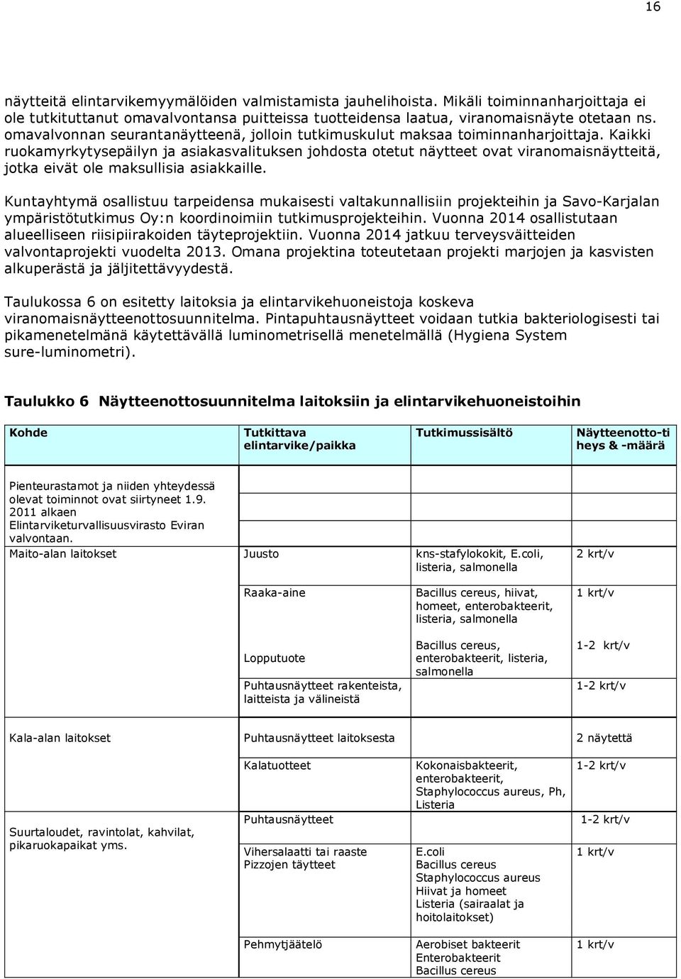 Kaikki ruokamyrkytysepäilyn ja asiakasvalituksen johdosta otetut näytteet ovat viranomaisnäytteitä, jotka eivät ole maksullisia asiakkaille.