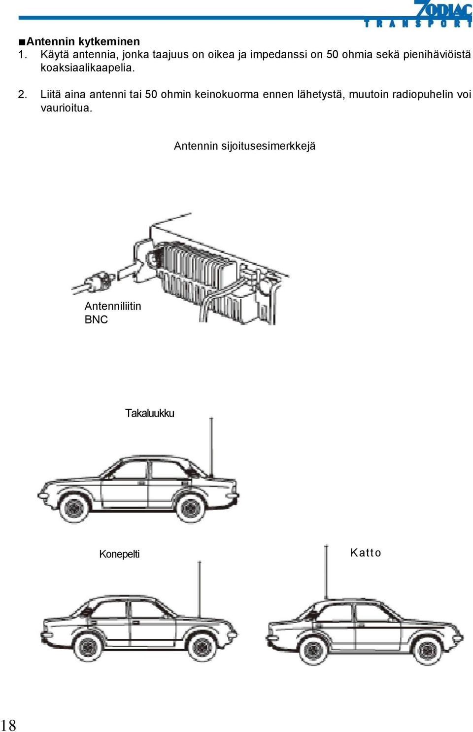 pienihäviöistä koaksiaalikaapelia. 2.