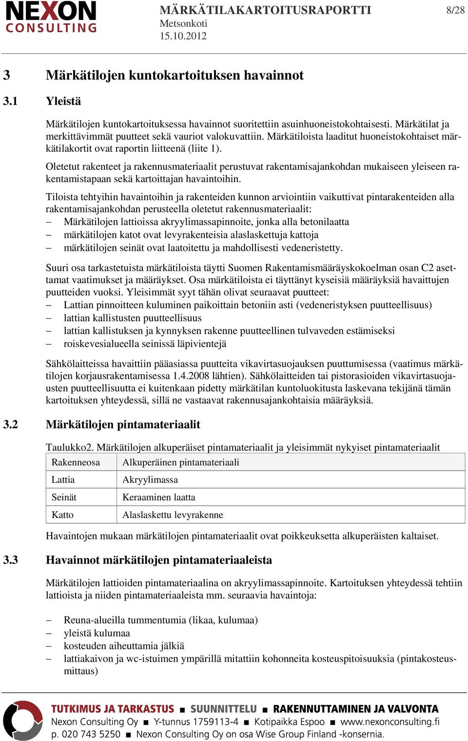 Oletetut rakenteet ja rakennusmateriaalit perustuvat rakentamisajankohdan mukaiseen yleiseen rakentamistapaan sekä kartoittajan havaintoihin.