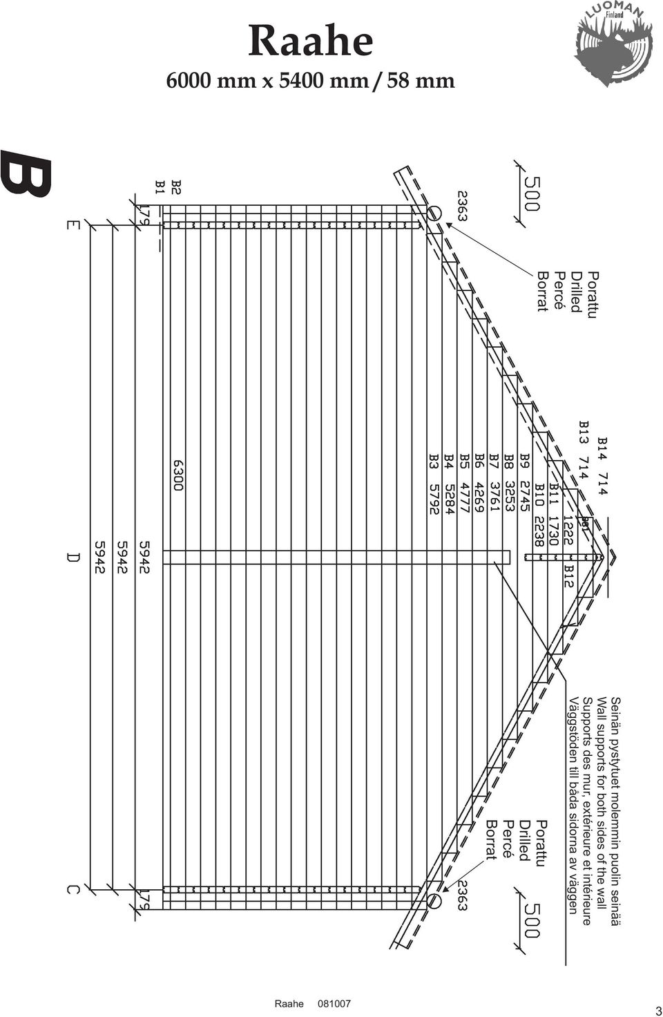Supports des mur, extérieure et intérieure Väggstöden