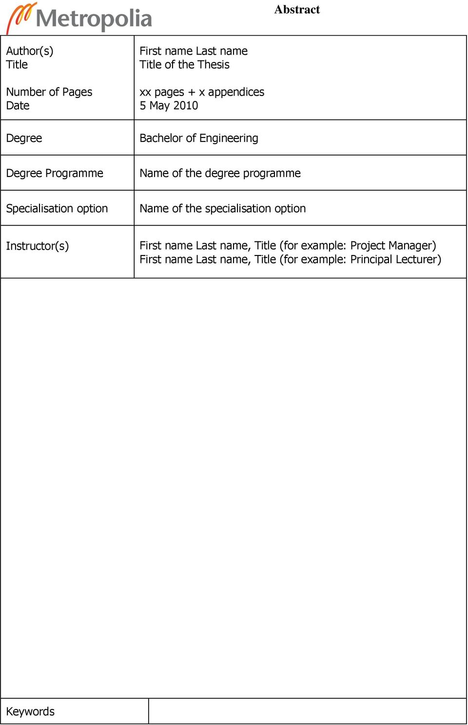 programme Specialisation option Name of the specialisation option Instructor(s) First name Last